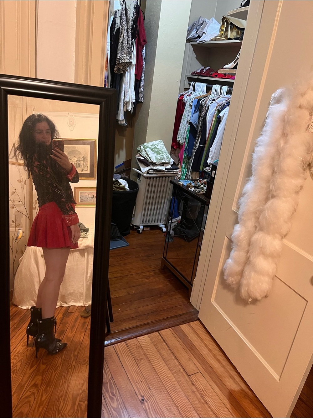Red Mini Skirt - Women's Flared Skirt